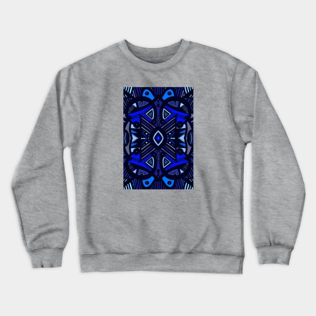 Midnight Blue African Abstract Design Crewneck Sweatshirt by Tony Cisse Art Originals